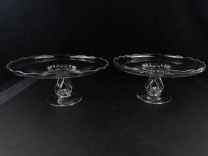 Clear Glass Pedestal Compote Pair