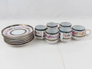 Floral Porcelain Teacups & Plates (Lot of 14)
