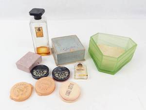 Vintage Cosmetics, Perfumes & Uranium Glass Dish Mixed Lot