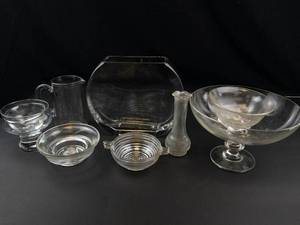 Clear Glass Serveware Set (Lot of 9)