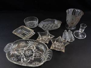 Clear Pressed Glass Tabletop Mixed Lot (10 Pieces)