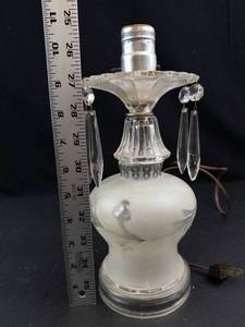 Glass Lamp Base With Dangling Crystals