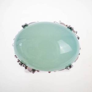 Large Sterling Silver Aqua Chalcedony & Multi Gemstone Ring Size 7.75