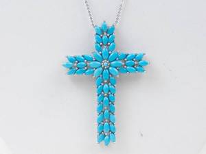 D'Joy Sterling Silver Sleeping Beauty Cross Pendant Necklace