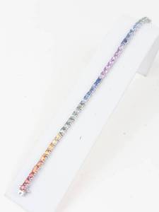Gorgeous Rainbow Multigemstone Sterling Silver Tennis Bracelet