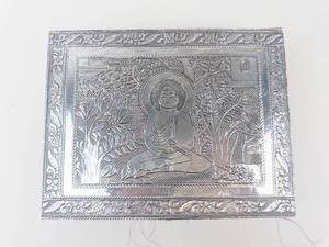Silver Tone Buddha Jewelry Box With Mirror