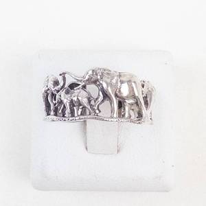 Elephant Family Sterling Silver Band Ring Size 8