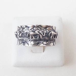 Elephant Paved Spinner Sterling Silver Ring Size 8