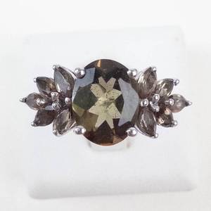STS Beautiful Whimsy Leafy Sterling Silver Tourmaline Ring Size 9.25
