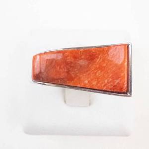 Jay King Orange Coral Composite Sterling Silver Ring Size 6.75