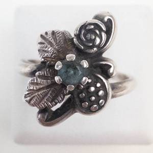 Aquamarine Sterling Silver Ring Size 6.75-7
