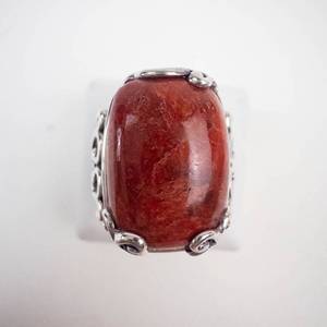 BBJ Sterling Silver Red Coral Ring Size 7