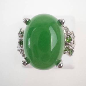 Sterling Silver Jade & Peridot Ring Size 8