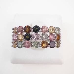 Multi-Gemstone Sterling Silver Ring Size 7.75
