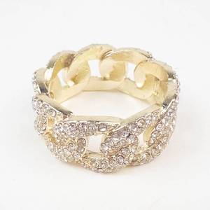 Rhinestone Cuban Link Gold Tone Band. Size 12