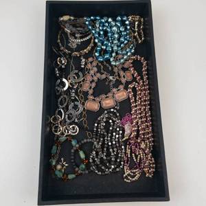 Mixed Costume Jewelry Necklace & Bracelet Assortment in Tray