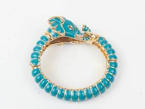 Kenneth Jay Lane Blue Elephant Hinged Cuff Bracelet **Est. Replacement Value $300**