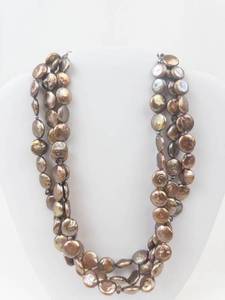 Silpada Sterling Silver Bronze Coin Pearl 3-Strand Necklace