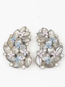 ATI 80112 Vintage Enamel & Rhinestone Dress Clips Pair