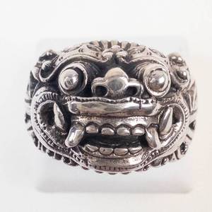 Mens Balinese Barong Sterling Silver Ring Size 10