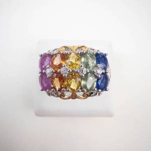 DJoy Multi-Gemstone Sterling Silver Ring Size 7.25