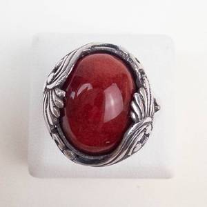 Ornate Coral Sterling Silver Statement Ring Size 8