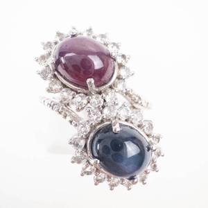 Ruby & Sapphire Sterling Silver Ring Size 9.25