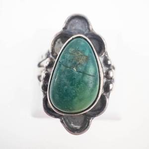 Vintage Sterling Silver Green Turquoise Ring Size 7.5