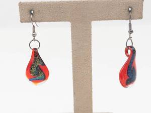 Pair of Silver Tone Teardrop Earrings With Glass Drops