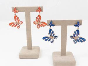 Enamel Butterfly Earrings Set of 2 Pairs