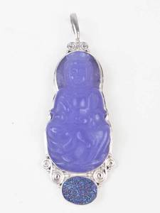 Quartzite Jade Buddha Sterling Silver Pendant