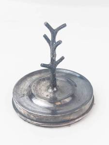 Super Unique Small European Hallmarked Silver Jewelry Branch Style Stand With Felt Base