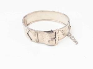 Vintage Silver-Tone Buckle Style Bangle Watch Cuff Bracelet