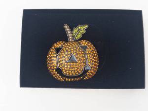 Heidi Daus Jeweled Pumpkin Brooch With Box & Papers