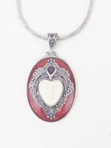 New Ornate Sterling Silver Red Goddess Pendant Necklace