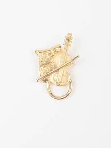 Gold Tone Musical Instrument Brooch Pin