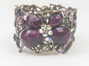 Vintage Floral Purple Stone Costume Bracelet
