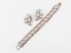 Rhinestone Clip-On Earrings & Bracelet Set