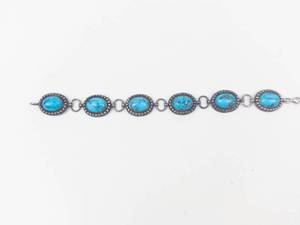 Sterling Silver Turquoise Link Bracelet 7.75 in