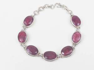 Ruby Sterling Silver Link Bracelet