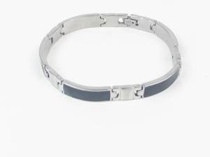 Mens Black Enamel Stainless Steel Bracelet 8.25 in