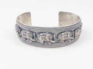 STS Sterling Silver Elephant Cuff Bracelet