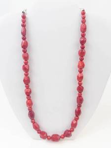 Sterling Silver Coral Bead Necklace 21 in