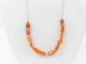 Amber Beaded Necklace 16.5 in Sterling Silver Clasp