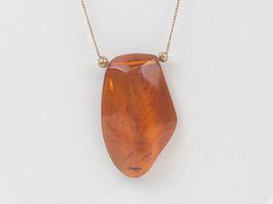 AJC Amber Pendant Necklace 12K Gold Filled Chain