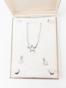 Vintage Marvel Sterling Moon Necklace & Earrings Set With Box
