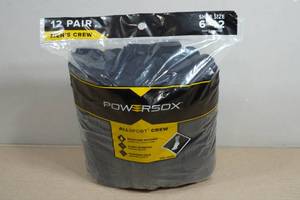12-Pack Mens Crew Powersox - Shoe Size 6-12