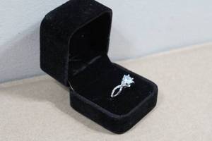 Silver Tone Ring with Blue Stone - Size 9
