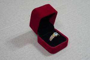 Gold Tone Ring with Light Blue Stone