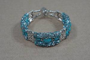 Silver Tone Bracelet with Turqiouse Stones
